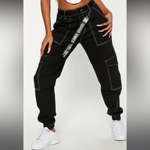 Always Good Vibes Cargo Pants 30 -Black - Picture 3 of 12